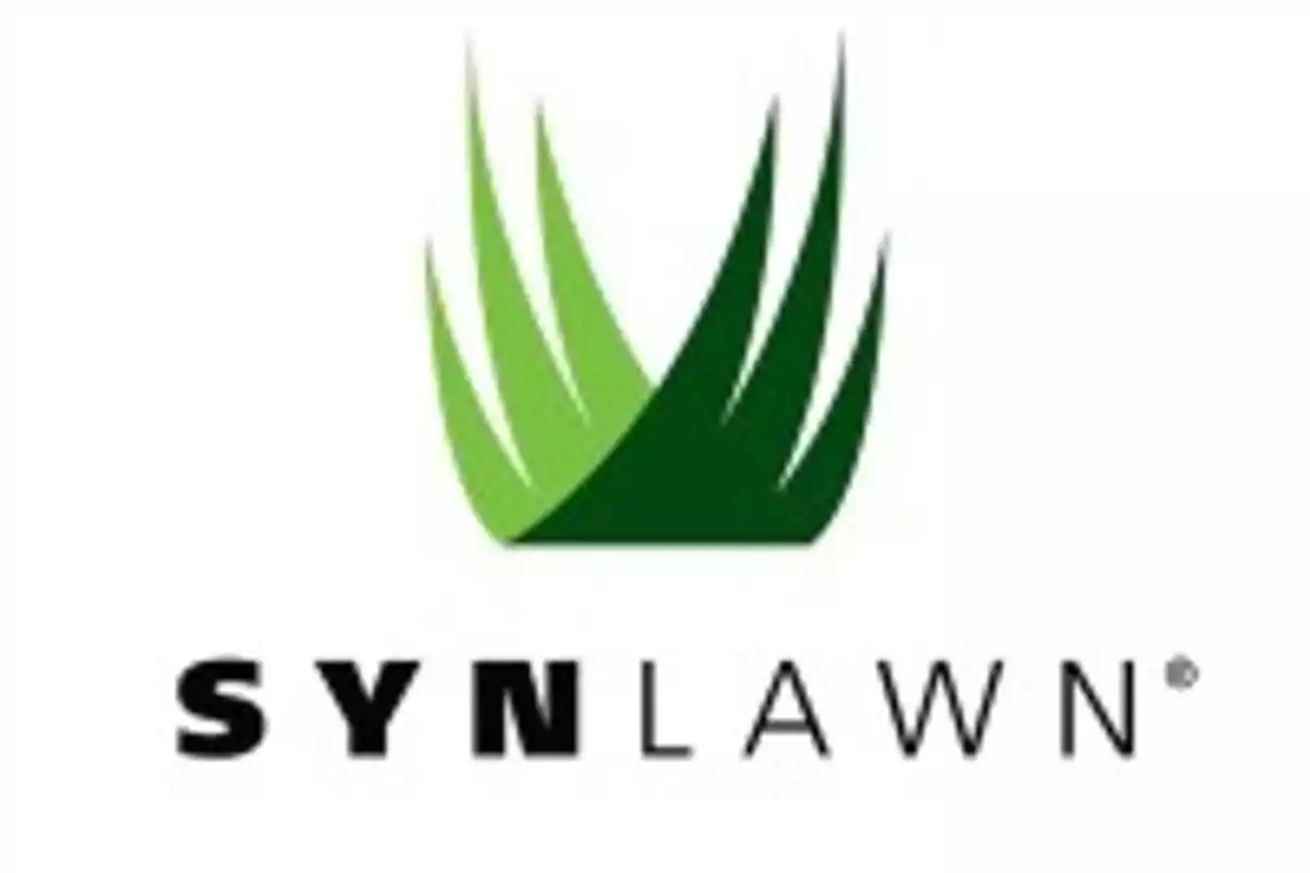 Logotipo de SYNLAWN con diseño de hojas verdes.