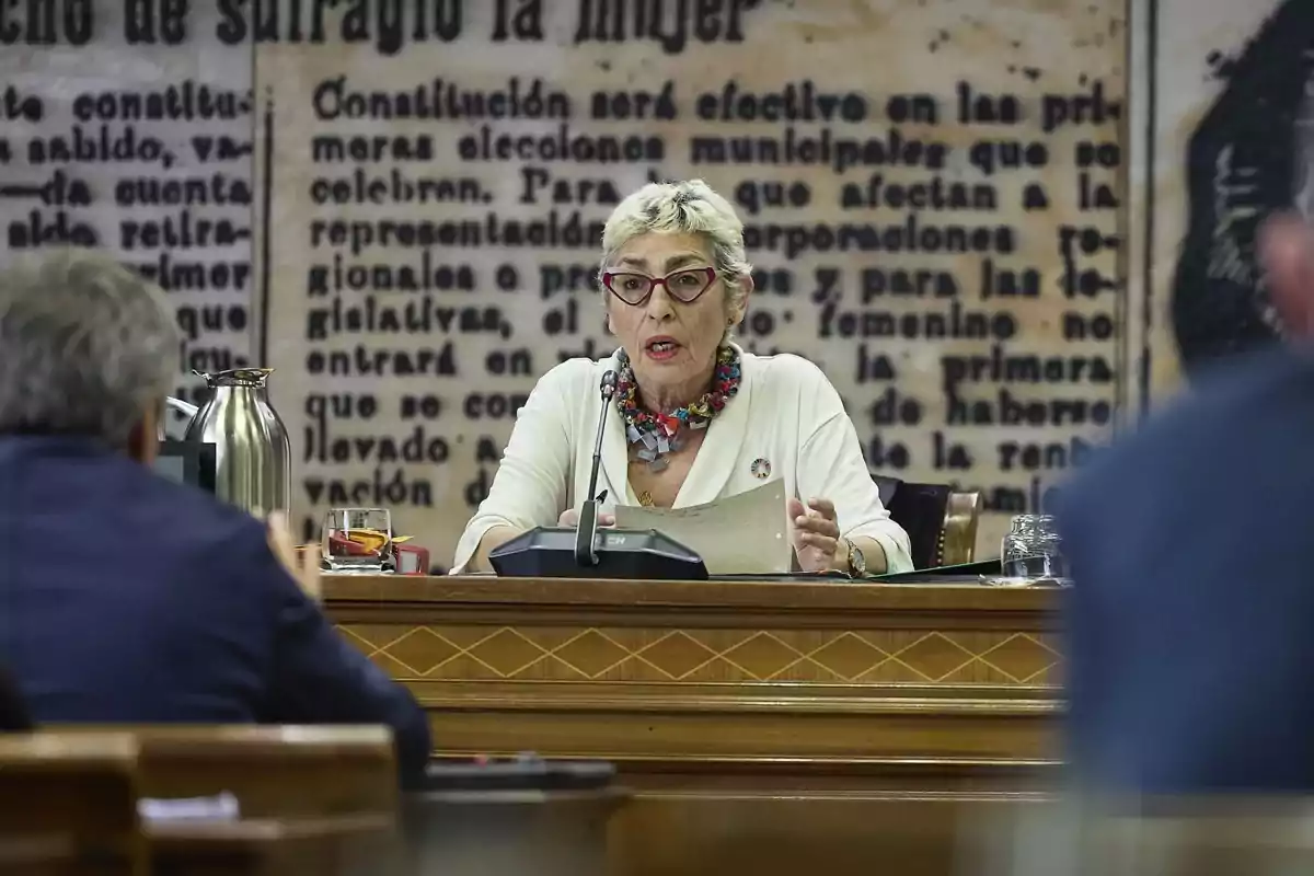 La operadora de Sistemas y Documentalista del SAIH de la Confederación Hidrográfica del Júcar, Carmen González, en el Senado