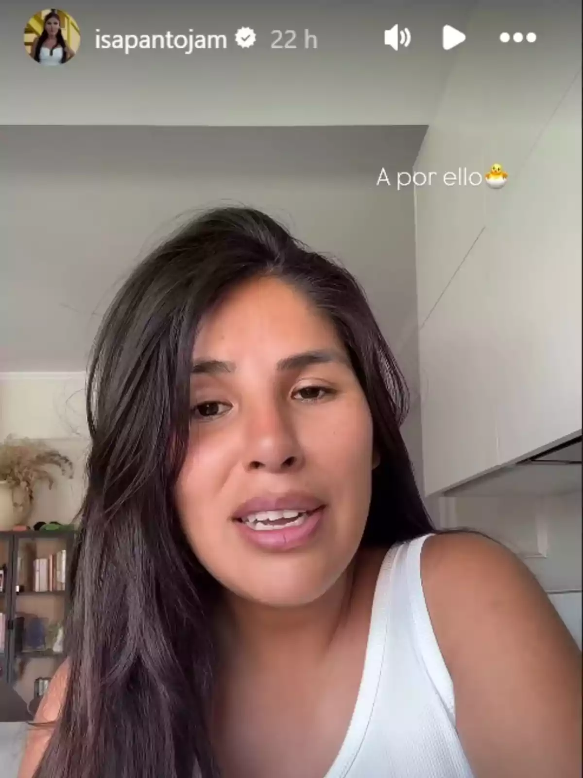 Isa Pantoja, con cabello largo y oscuro con camiseta blanca, habla a la cámara en una story de Instagram Isa Pantoja, con cabello largo y oscuro con camiseta blanca, habla a la cámara en una story de Instagram