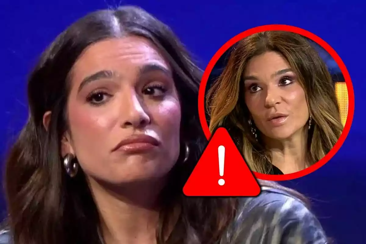 Montaje de fotos de primer plano de Alma Bollo y Raquel Bollo, ambas con rostro serio.