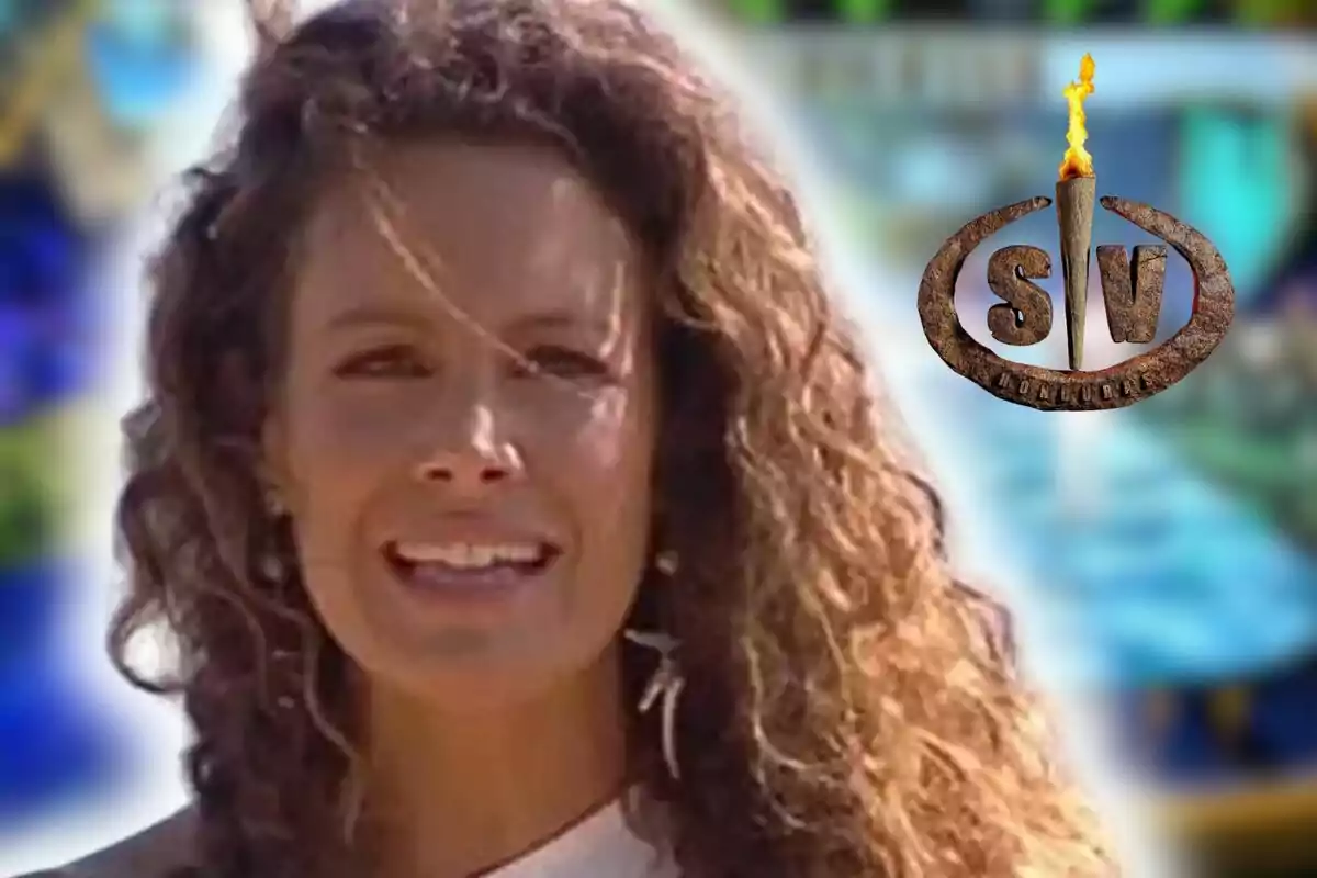 Montaje de fotos de Laura Madrueño con rostro serio en primer plano y, al lado, el logo de 'SV'.