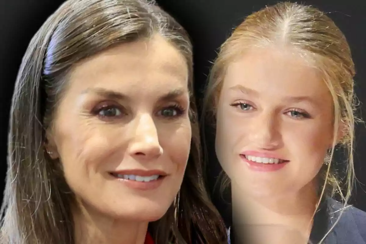 Close-up photo montage of Letizia Ortiz and Leonor de Borbón.