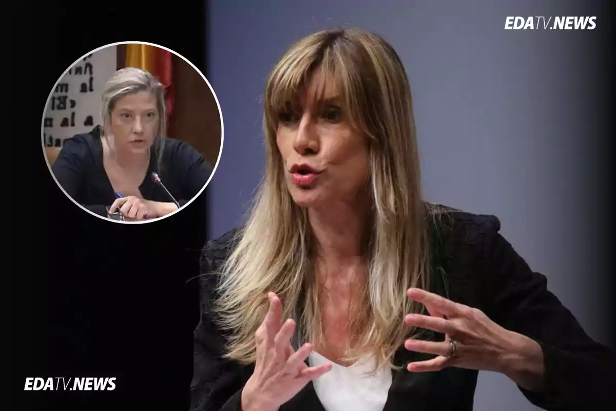 Dos mujeres en diferentes escenarios, una hablando gesticulando con las manos y otra en una mesa con micrófono y bolígrafo, ambas con expresión seria y el logo EDATV.NEWS en la imagen.