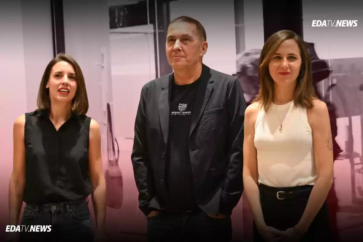 Tres personas posan frente a una pared con fondo desenfocado y el logo de EDATV.NEWS en la esquina superior derecha