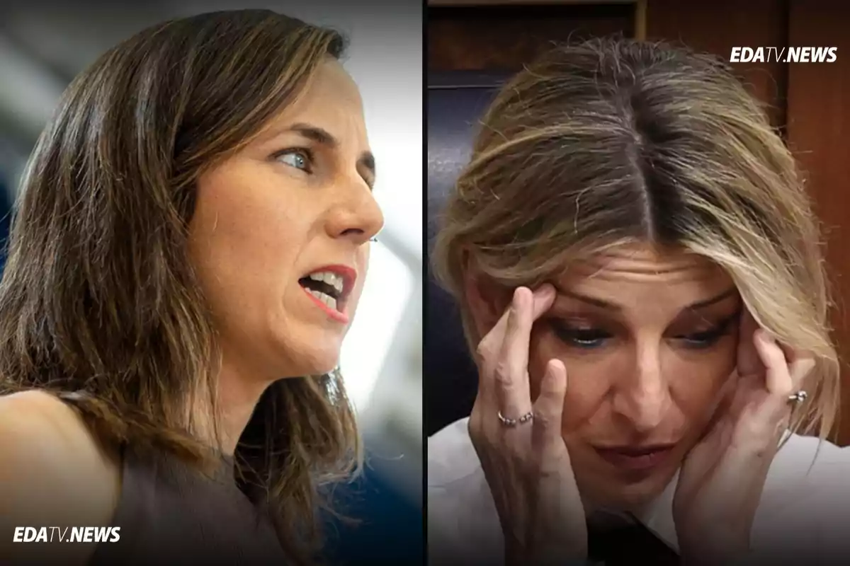 Dos mujeres, una hablando con expresión seria y otra con gesto de preocupación llevándose las manos a la cabeza