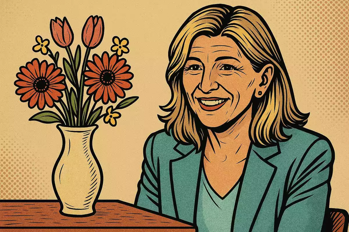 simulación caricaturesca de Yolanda Díaz