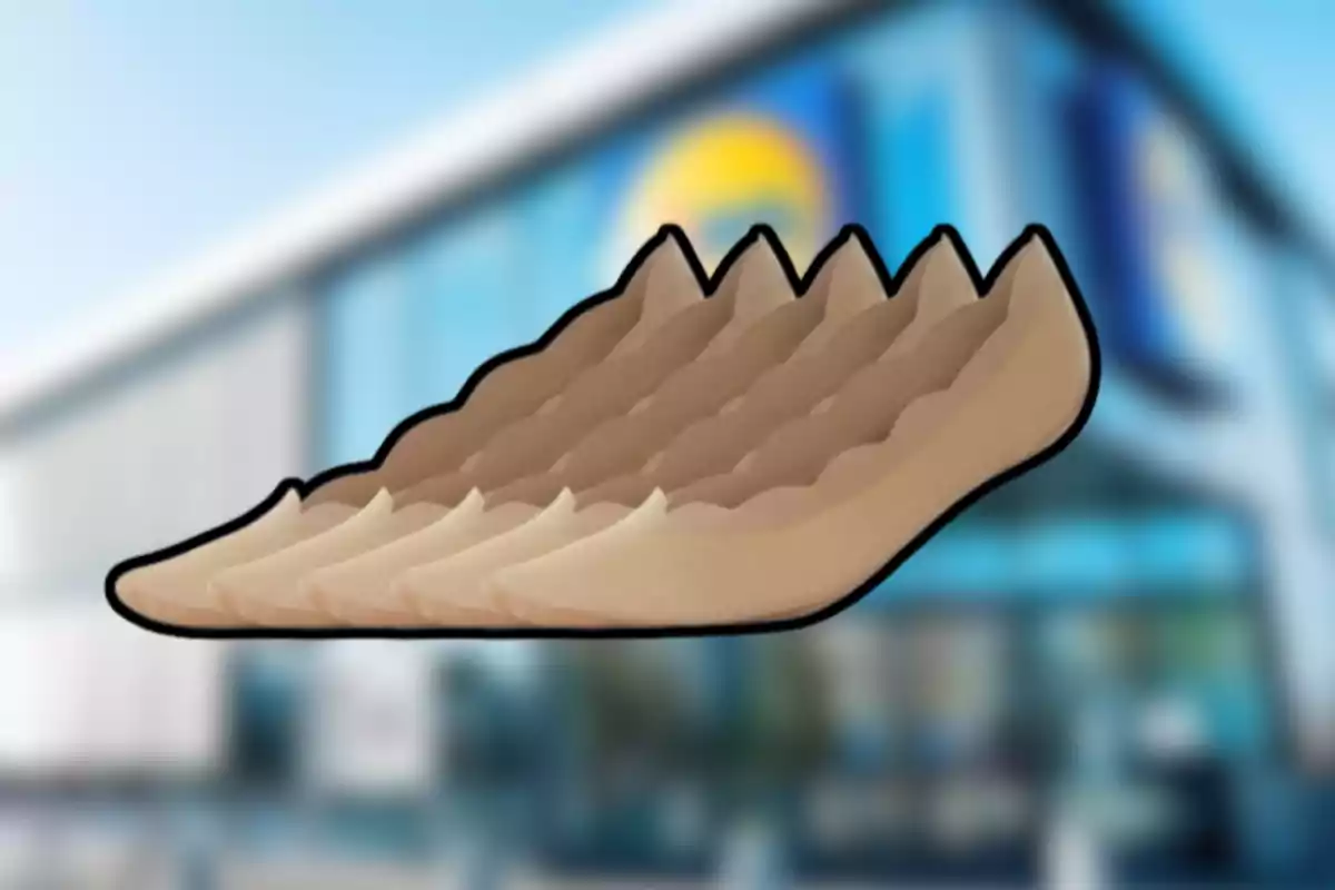 Dibujo de una bandeja de cartón para pan con fondo de supermercado desenfocado Dibujo de una bandeja de cartón para pan con fondo de supermercado desenfocado