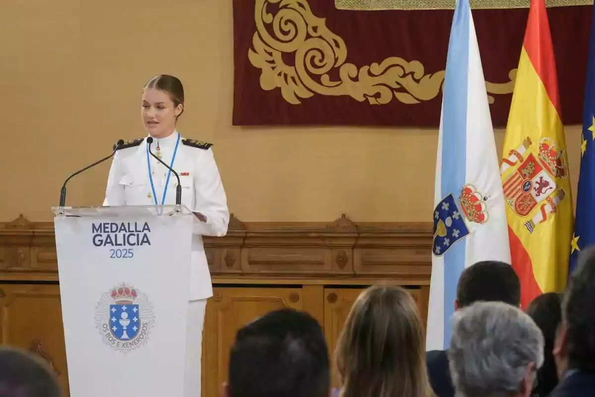 The Princess of Asturias receives the “2025 Galicia Gold Medal” at the Pazo de Raxoi, on July 13, 2025, in Santiago de Compostela, Galicia. The Princess of Asturias receives the “2025 Galicia Gold Medal” at the Pazo de Raxoi, on July 13, 2025, in Santiago de Compostela, Galicia.