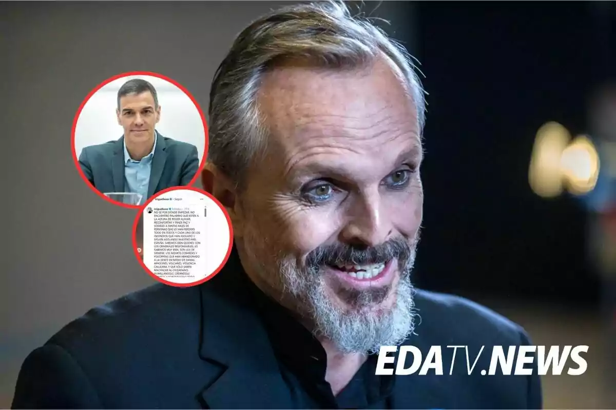 Un hombre de barba canosa sonríe en primer plano mientras en la esquina superior izquierda aparecen dos círculos rojos con la imagen de otro hombre de traje y un texto, junto al logo de EDATV NEWS