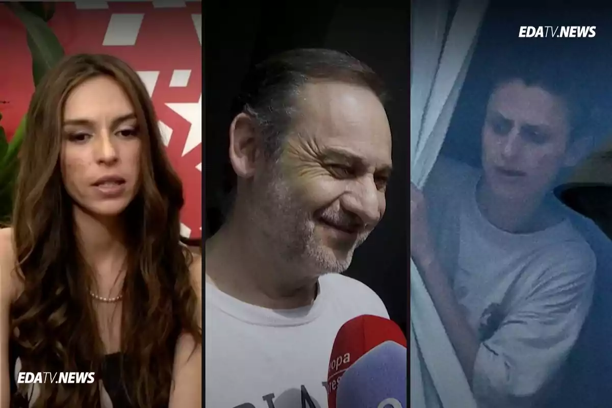 Tres personas aparecen en una imagen dividida en tres secciones, una mujer de cabello largo y suelto a la izquierda, un hombre de mediana edad sonriendo en el centro y una mujer asomada por una ventana a la derecha, con el logotipo EDATV.NEWS en las esquinas.
