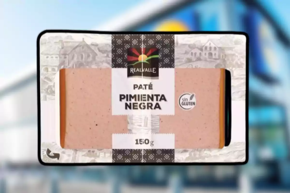 Envase de paté de pimienta negra marca Realvalle sin gluten de 150 gramos Envase de paté de pimienta negra marca Realvalle sin gluten de 150 gramos