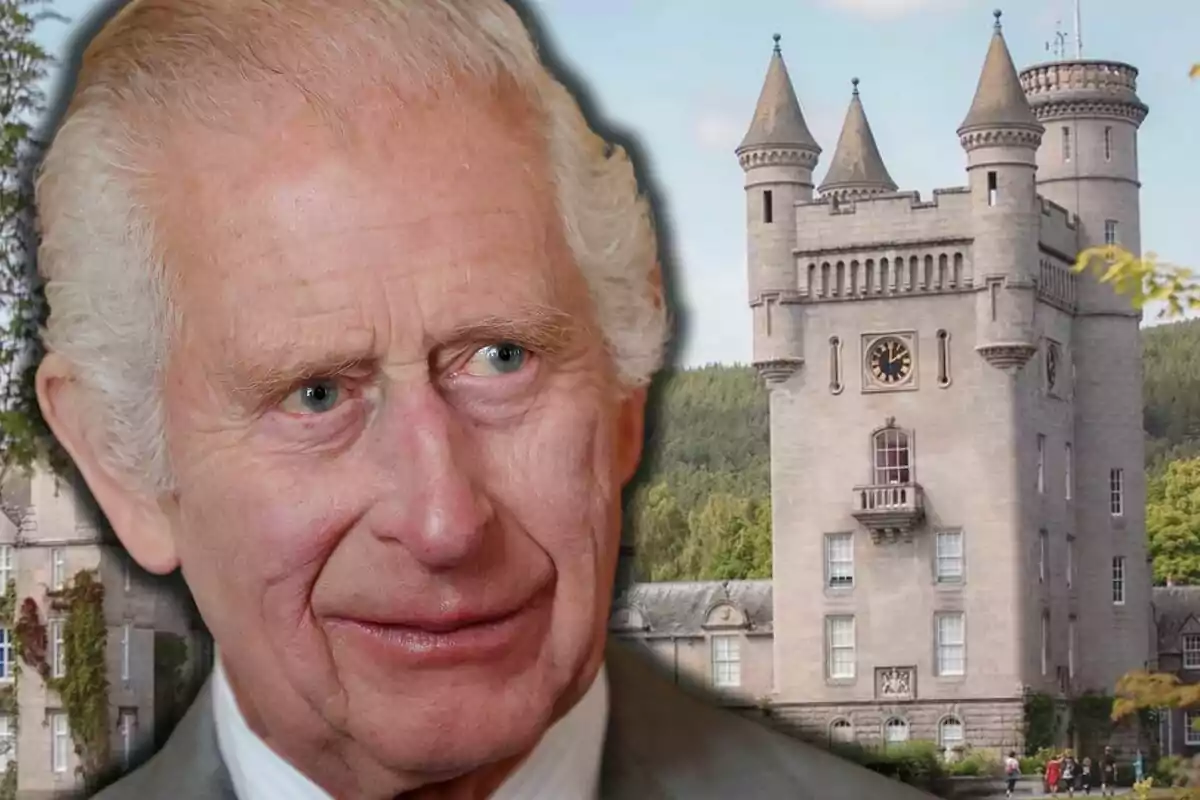 Charles III in the foreground with an ancient castle in the background Charles III in the foreground with an ancient castle in the background
