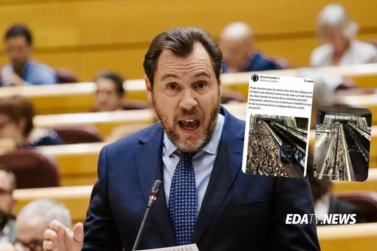 Óscar Puente usa una foto de archivo para criticar el Metro de Madrid