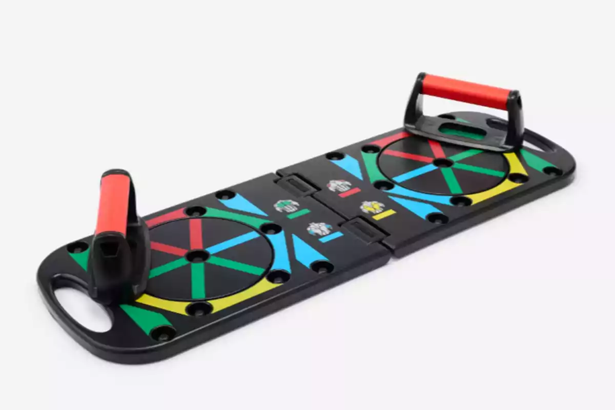 Tabla de ejercicios para flexiones con asas desmontables y colores para diferentes posiciones de manos Tabla de ejercicios para flexiones con asas desmontables y colores para diferentes posiciones de manos