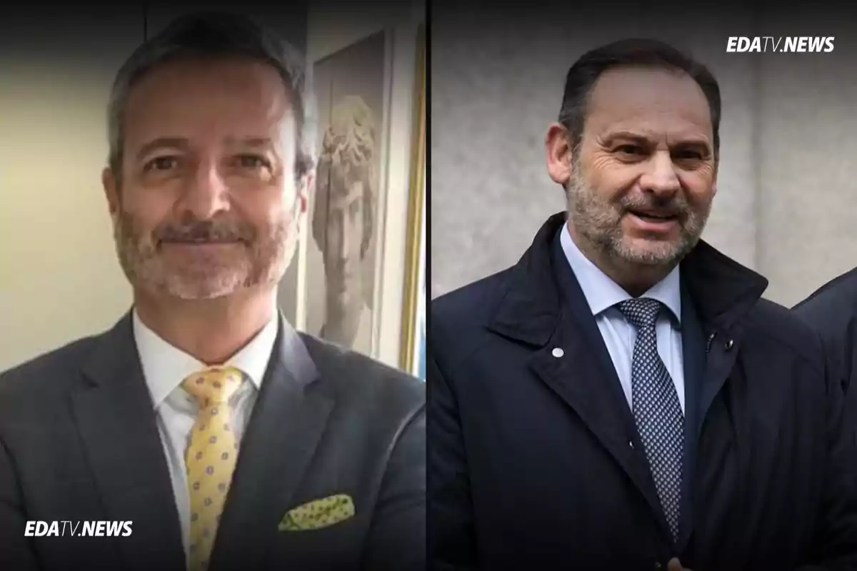 Dos hombres de mediana edad con barba y cabello corto, uno viste traje gris con corbata amarilla y el otro lleva abrigo oscuro y corbata azul, ambos aparecen en imágenes separadas con el logo EDATV.NEWS