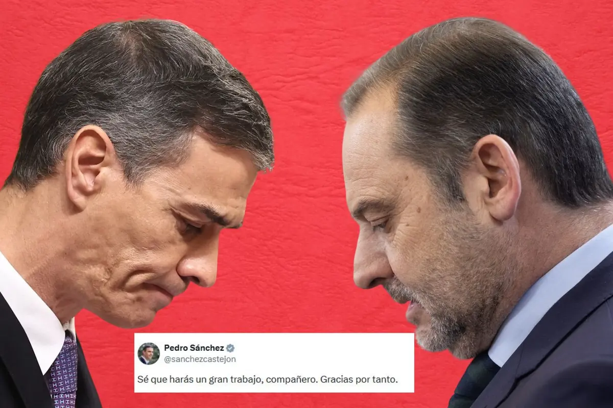 Dos hombres de perfil frente a frente con expresión seria sobre un fondo rojo y un mensaje en la parte inferior que expresa agradecimiento y confianza en el trabajo de un compañero