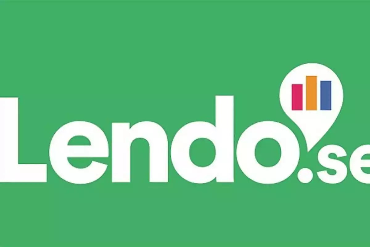 Logo de Lendo.se con fondo verde y un gráfico de barras de colores dentro de un marcador de ubicación