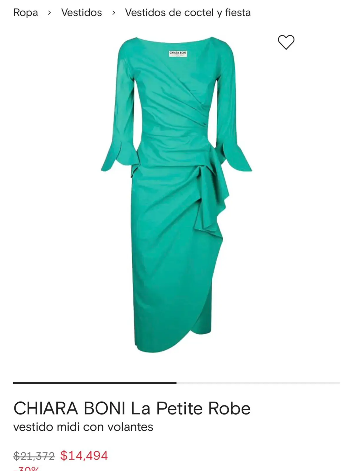 Vestido midi verde turquesa Chiara Boni La Petite Robe con mangas tres cuartos y volantes en cintura y falda