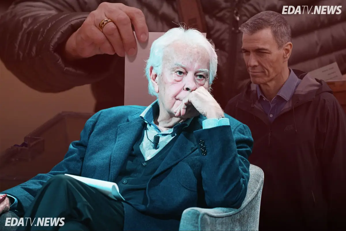 Montaje con un hombre mayor pensativo en primer plano y al fondo una escena de votación con una mano introduciendo una papeleta en una urna y otro hombre observando