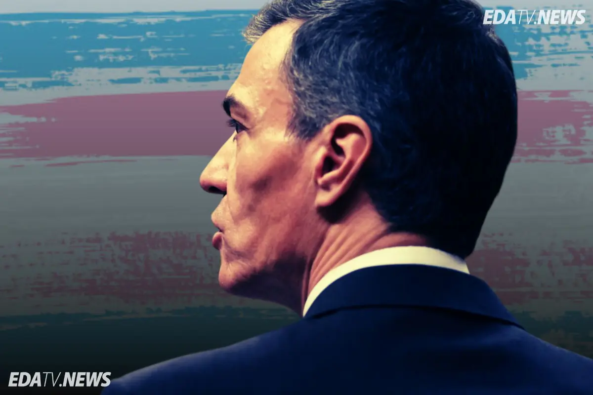 Perfil de un hombre de traje mirando hacia la izquierda sobre un fondo con franjas de colores y el logotipo EDATV NEWS en las esquinas