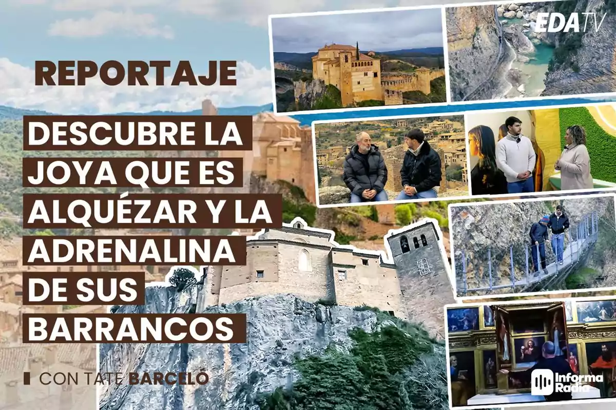 Reportaje sobre Alquézar y sus barrancos con imágenes de paisajes, entrevistas y actividades al aire libre.