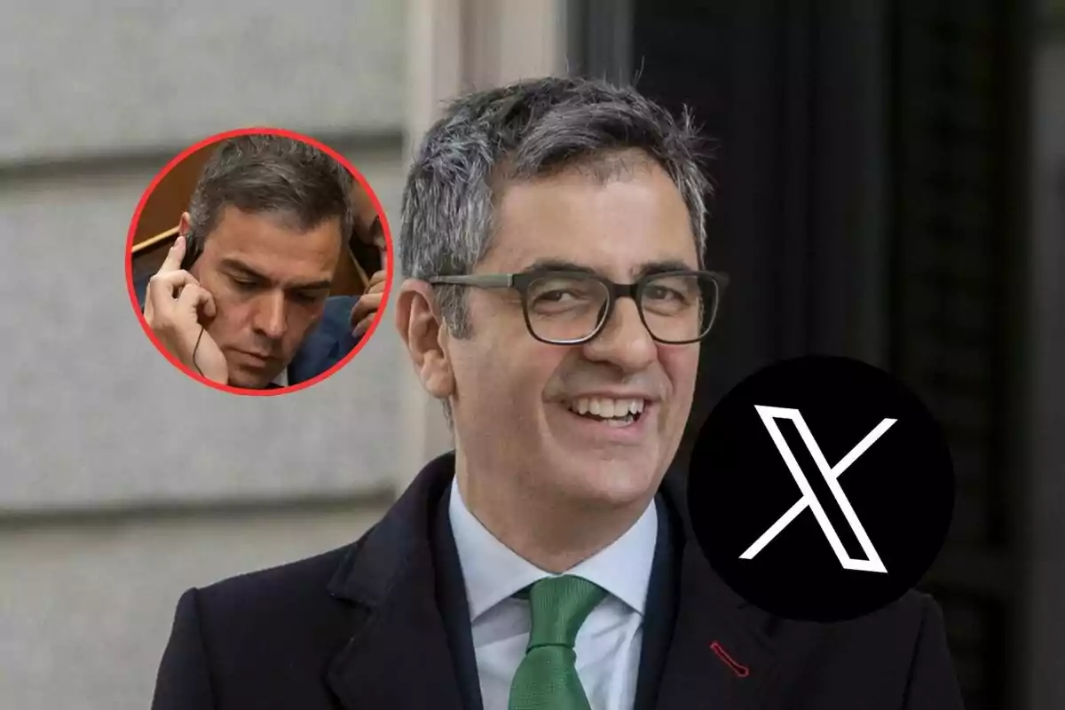 Un hombre con gafas y corbata verde sonríe, mientras en un círculo rojo se muestra a otra persona usando auriculares; hay un logotipo negro con una "X" blanca.