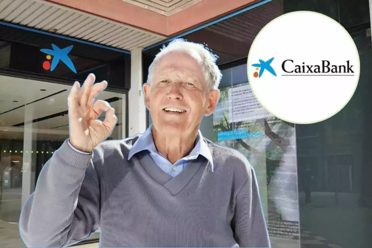Un hombre mayor sonriente hace un gesto de Un hombre mayor sonriente hace un gesto de