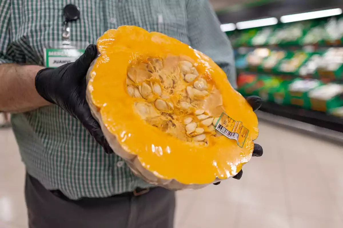 Imagen de una calabaza en un supermercado de Mercadona