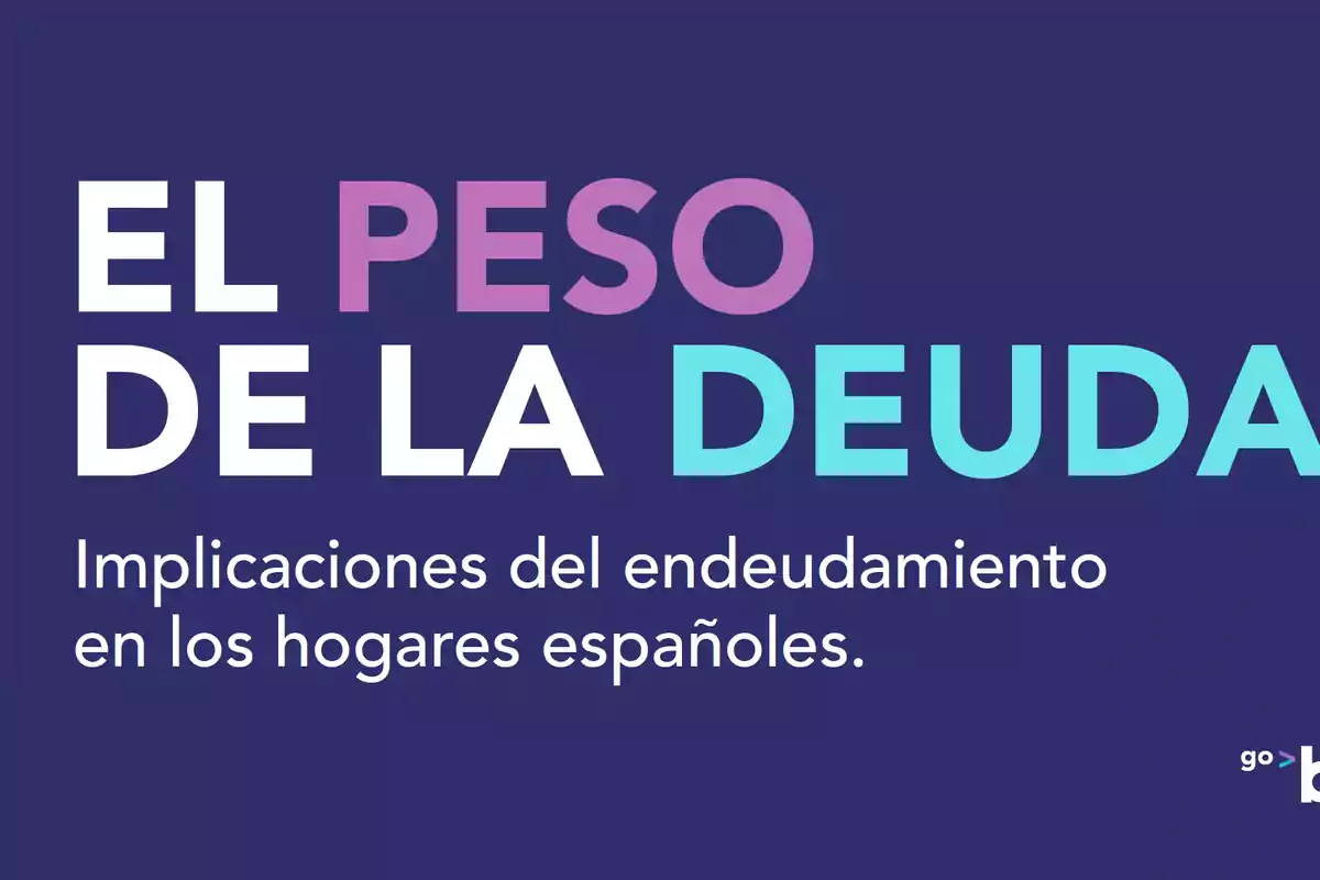 Texto en fondo azul que dice "El peso de la deuda. Implicaciones del endeudamiento en los hogares españoles".