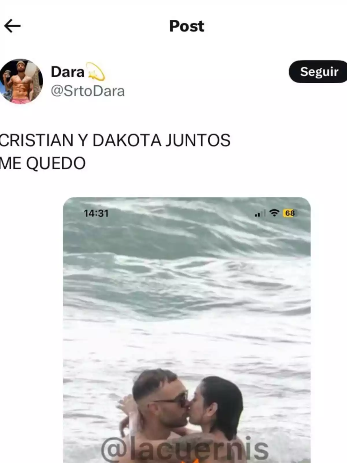 Pillan a Dakota Tarraga y a Cristian Suescun muy juntos y todos se fijan en  lo mismo