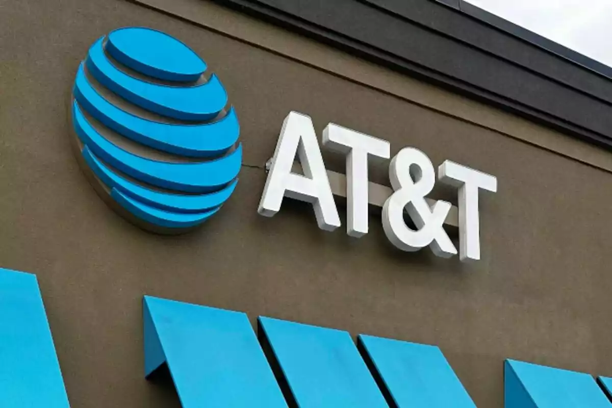 AT&T logo on the facade of a building. AT&T logo on the facade of a building.