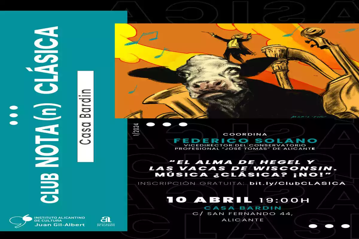 Cartel del ciclo de música clasica en Casa Bardin Alicante