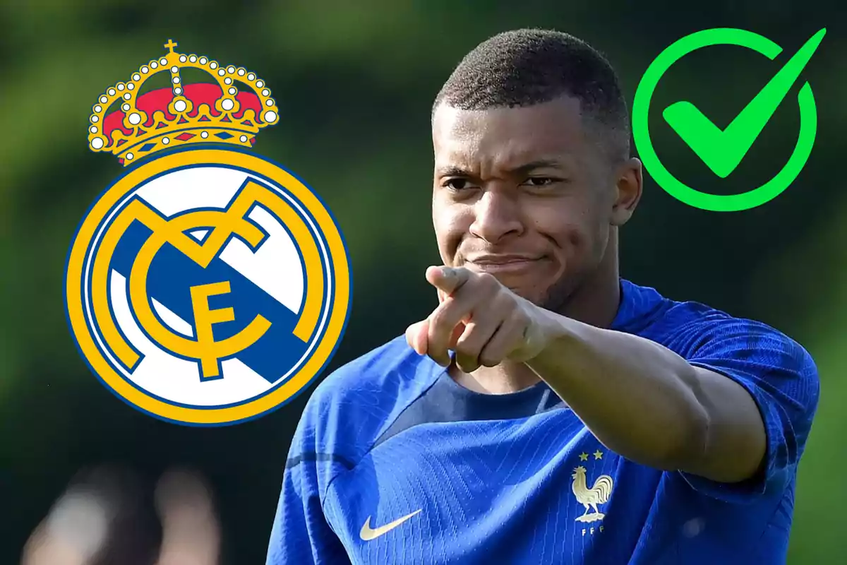 Collage de Mbappé y el Real Madrid