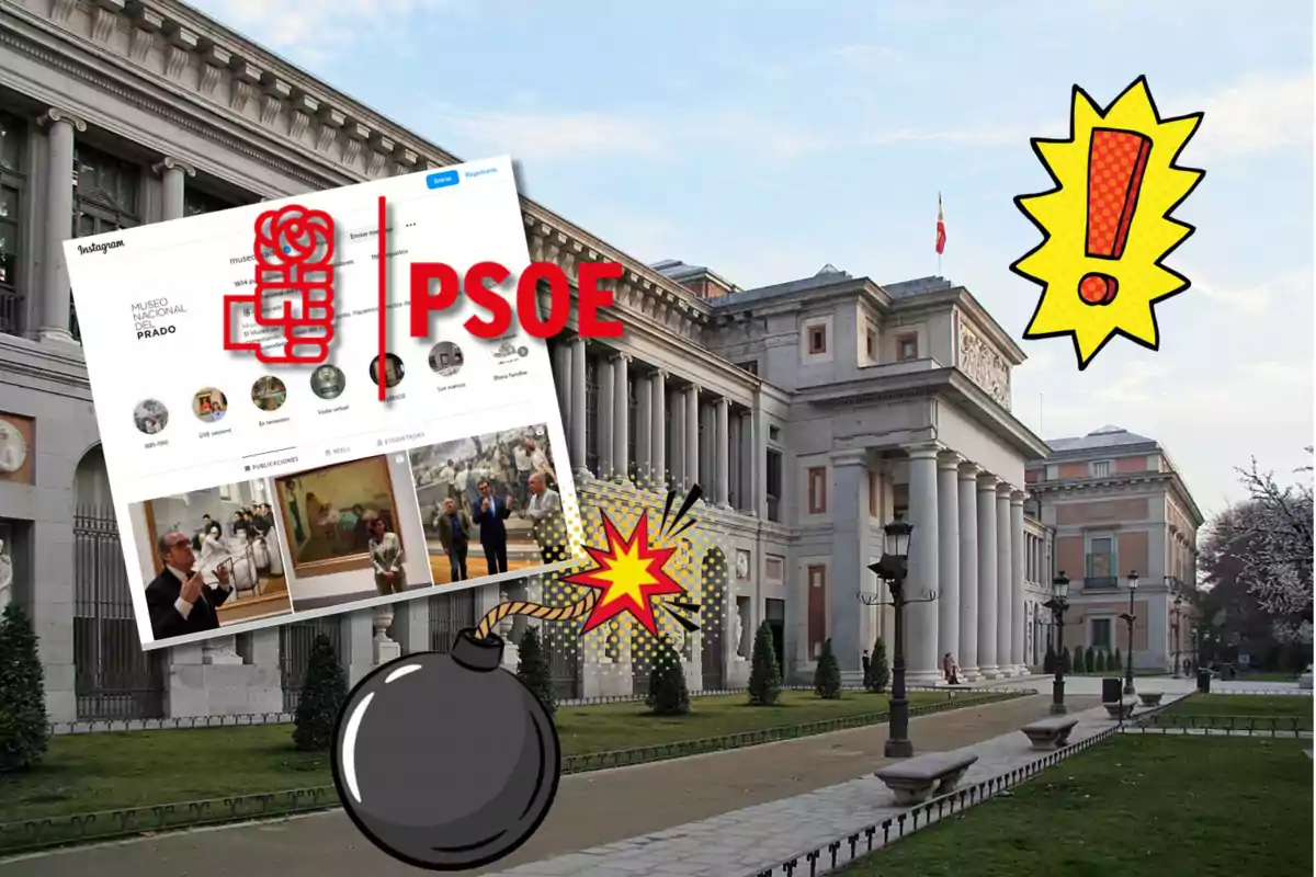 Collage del Museo del Prado y el PSOE