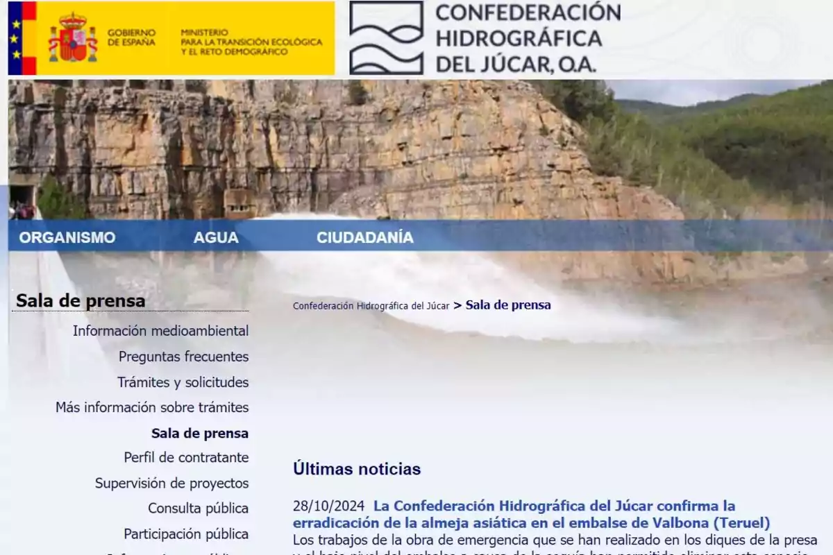 Página web de la Confederación Hidrográfica del Júcar