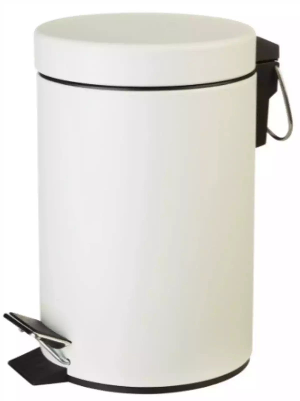 Bote de basura blanco de metal con pedal y tapa redonda Bote de basura blanco de metal con pedal y tapa redonda