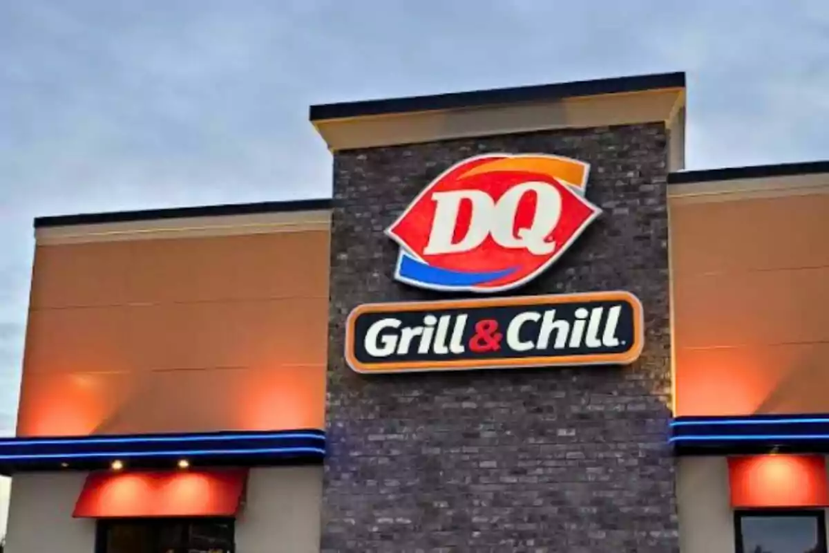 Restaurant building with the DQ Grill & Chill logo on the facade. Restaurant building with the DQ Grill & Chill logo on the facade.