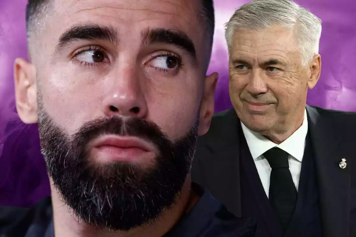 Dani Carvajal mira de reojo a Carlo Ancelotti