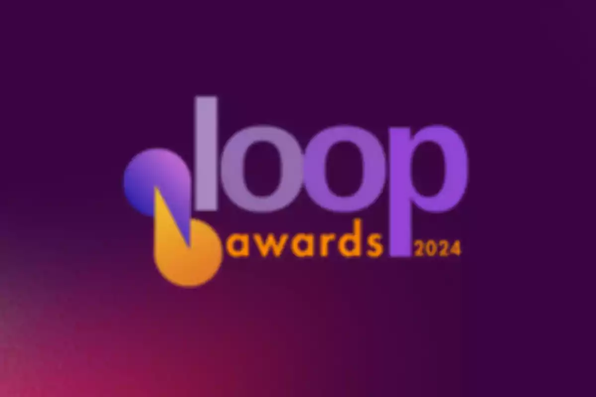 Logotipo de los Loop Awards 2024 con fondo morado y texto en tonos morado y naranja.