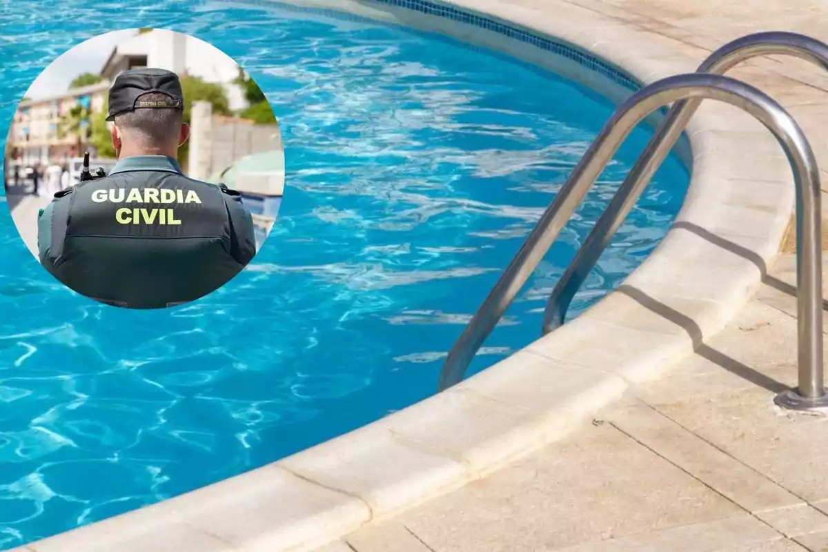 Collage de piscina con Guardia Civil