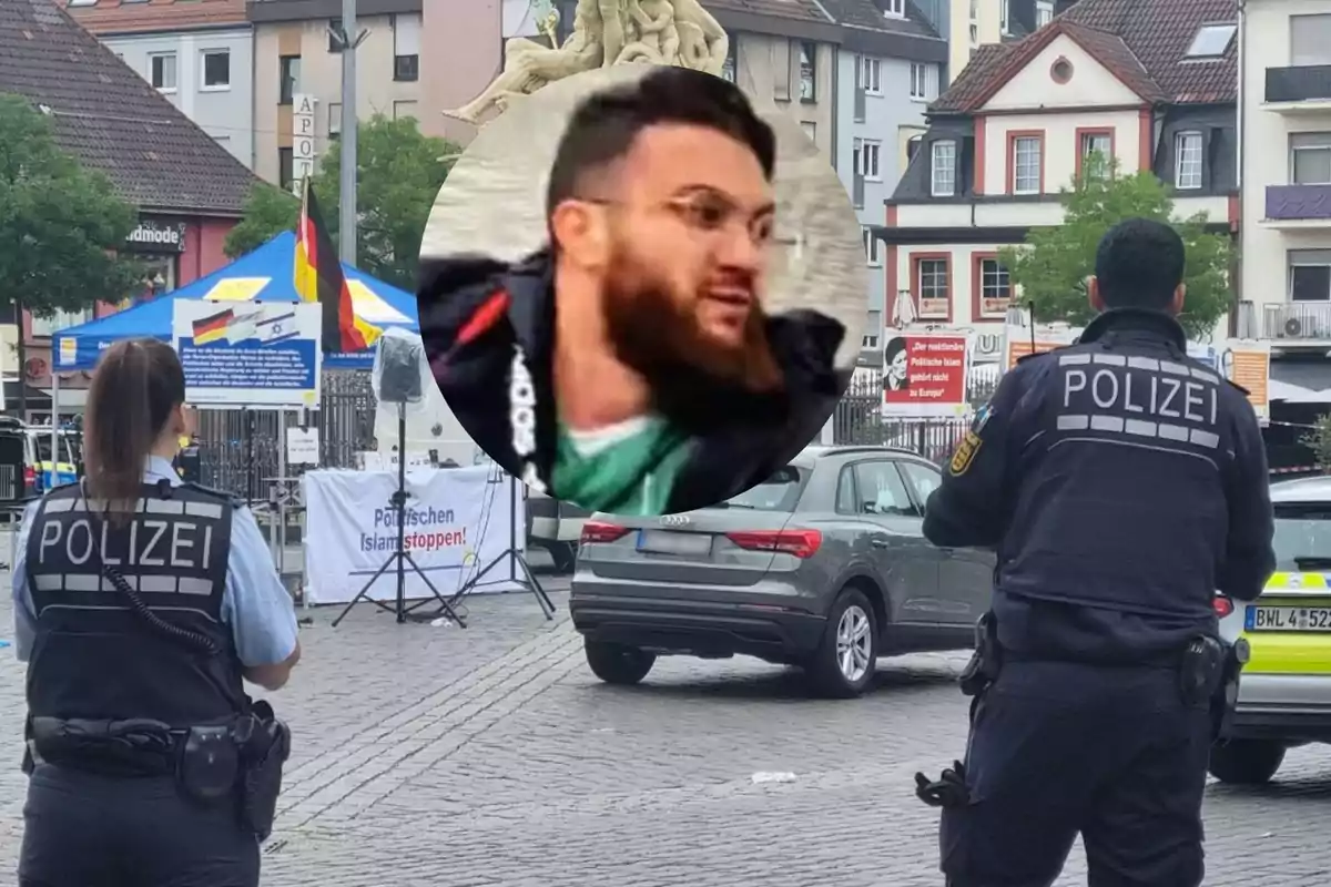 Collage de policías alemanes y atacante