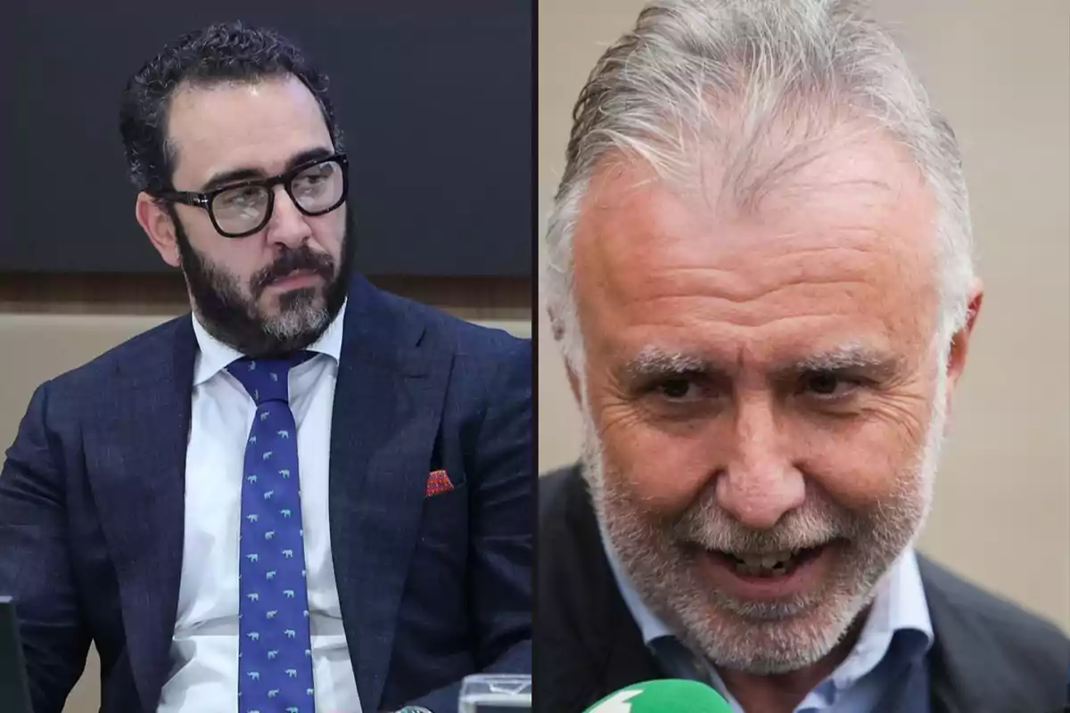 Dos hombres en una imagen dividida, uno con barba y gafas, el otro con cabello canoso y barba.