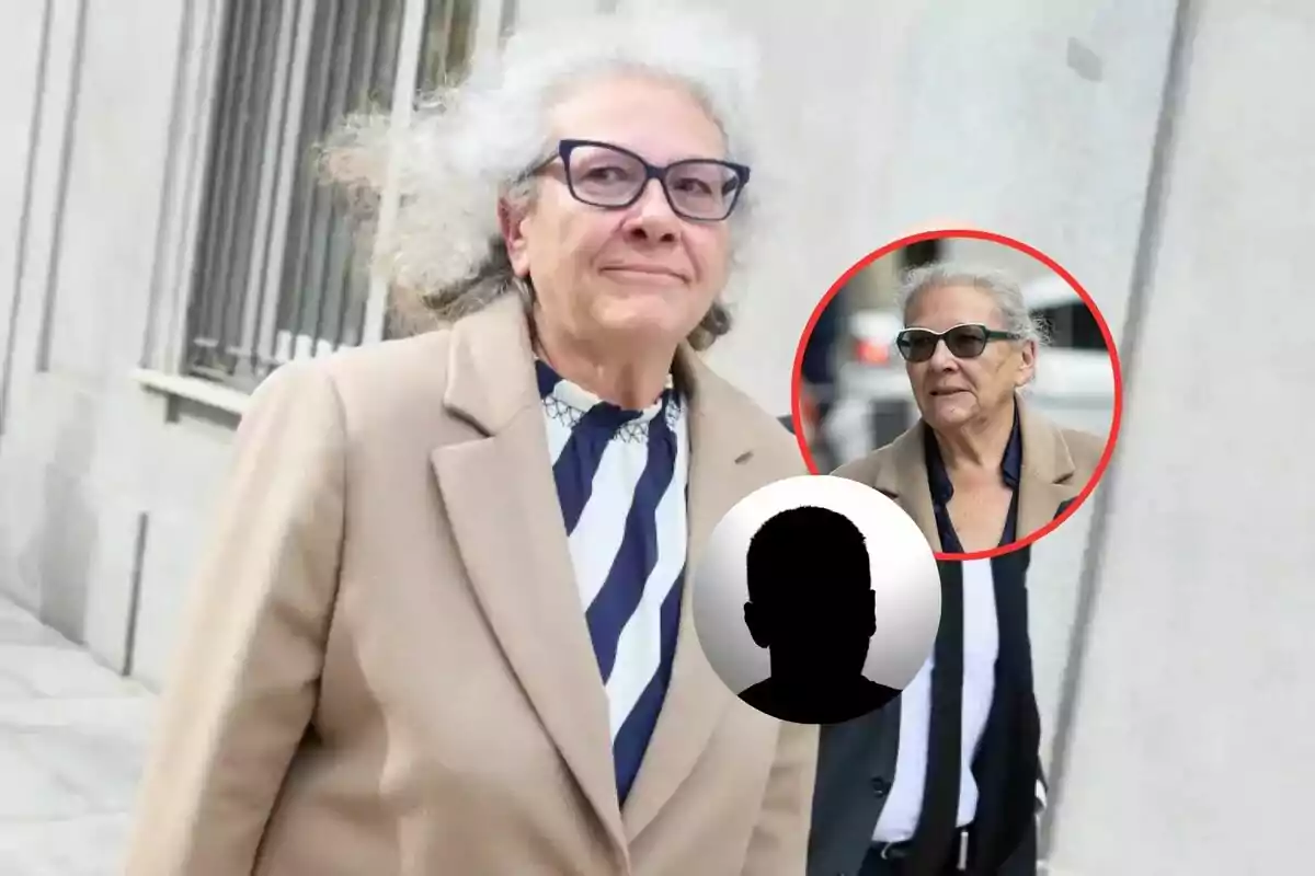 Una persona con gafas y abrigo beige caminando al aire libre con una imagen superpuesta de la misma persona en un círculo rojo.