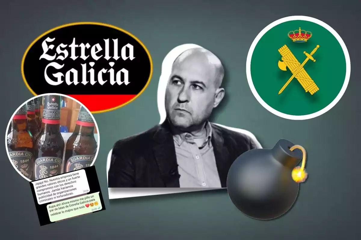 Collage de Josema Vallejo y el mensaje del community manager de Estrella Galicia
