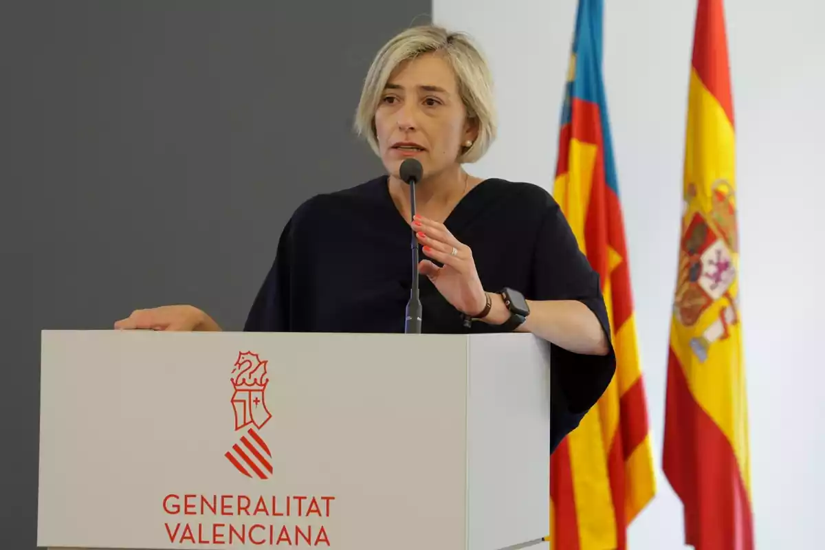 Elisa Núñez en una intervención en la Generalitat Valenciana