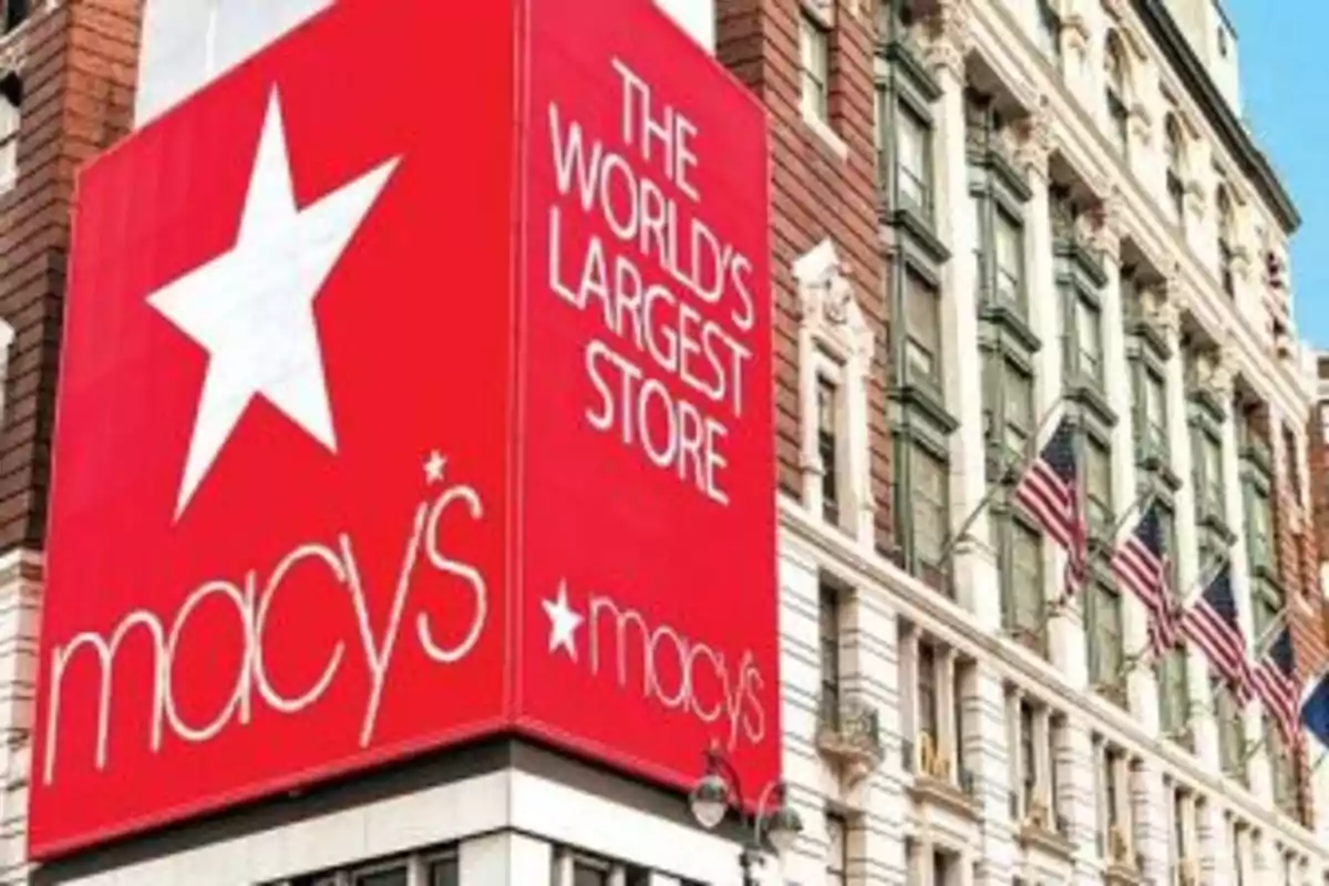 Building of a store with a large red sign that says Building of a store with a large red sign that says