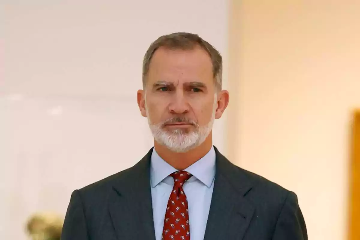 Felipe VI seria con una corbata roja Felipe VI seria con una corbata roja
