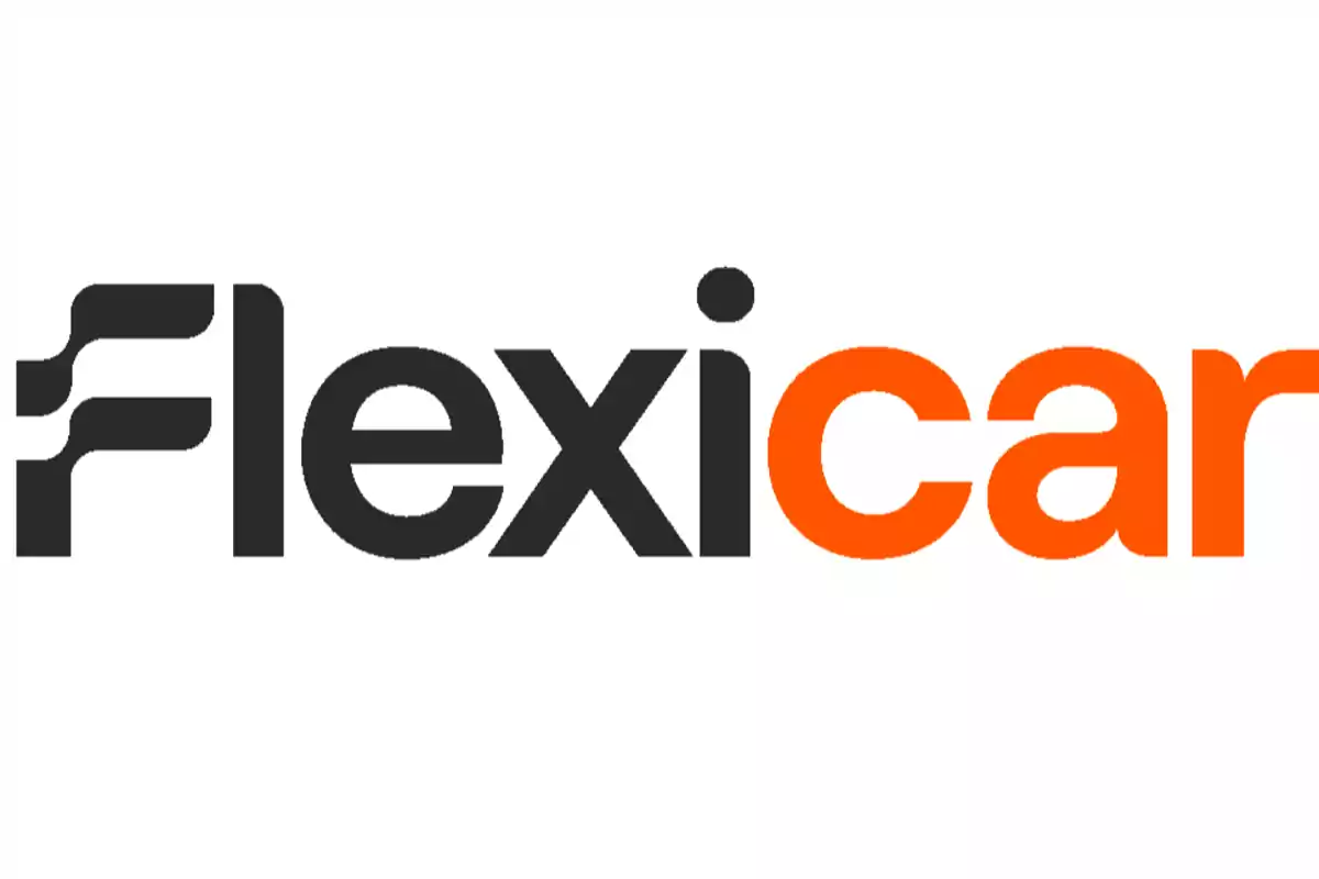 Flexicar logo with black and orange letters.