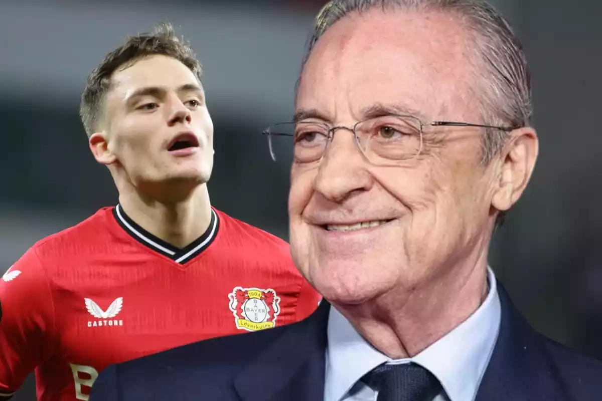 Florentino Pérez al lado de Florian Wirtz