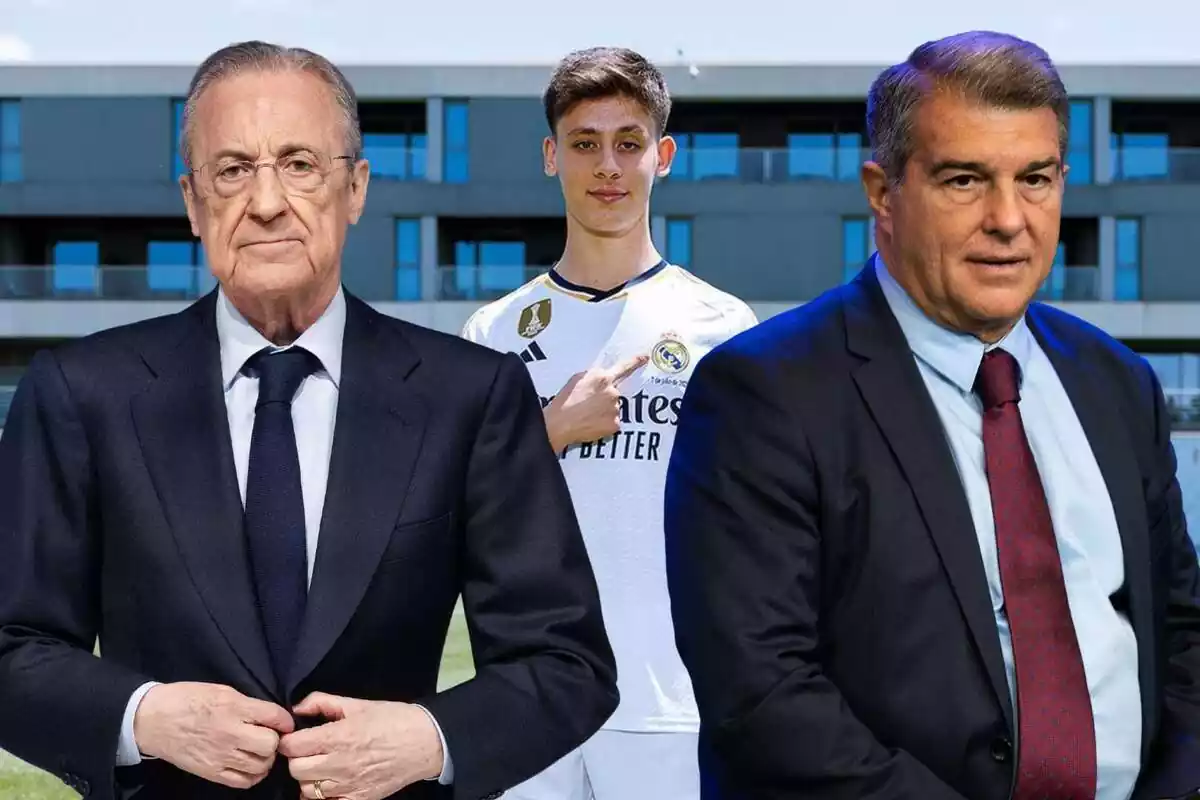 Montaje de Florentino, Laporta y Arda Güler